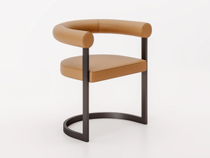 DHARMA - Leather chair with armrests _ Ronda Design